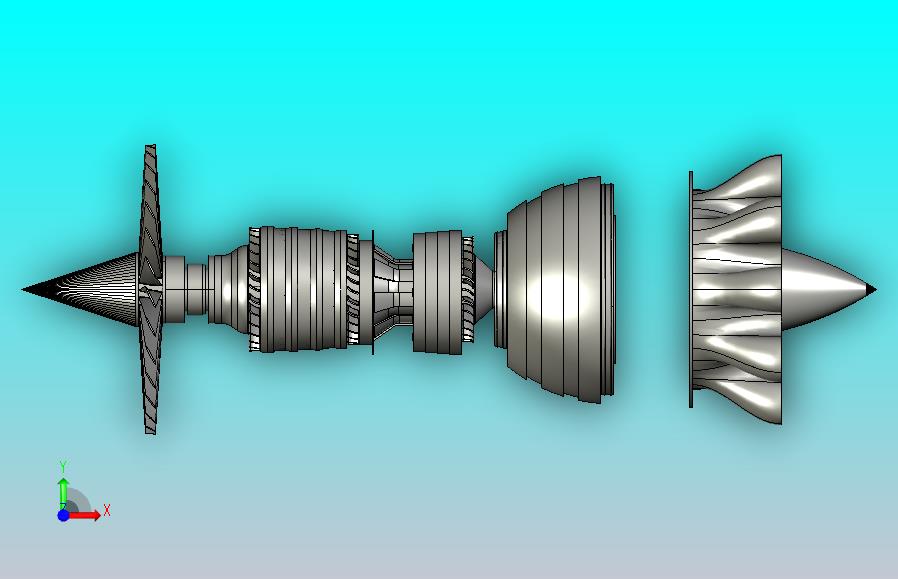 高细节涡轮风扇发动机