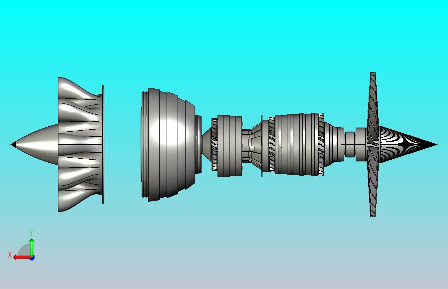 高细节涡轮风扇发动机