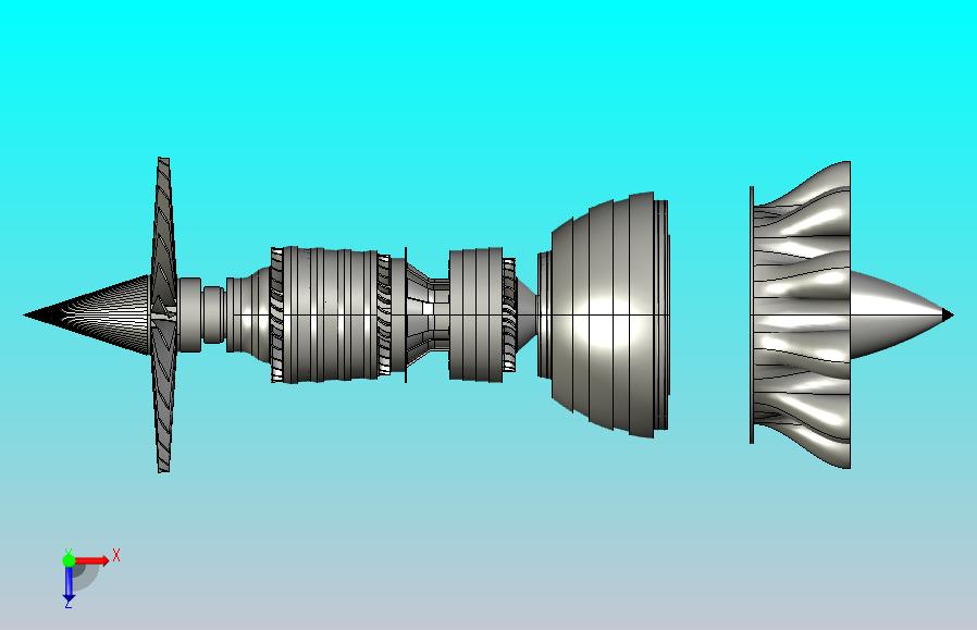 高细节涡轮风扇发动机