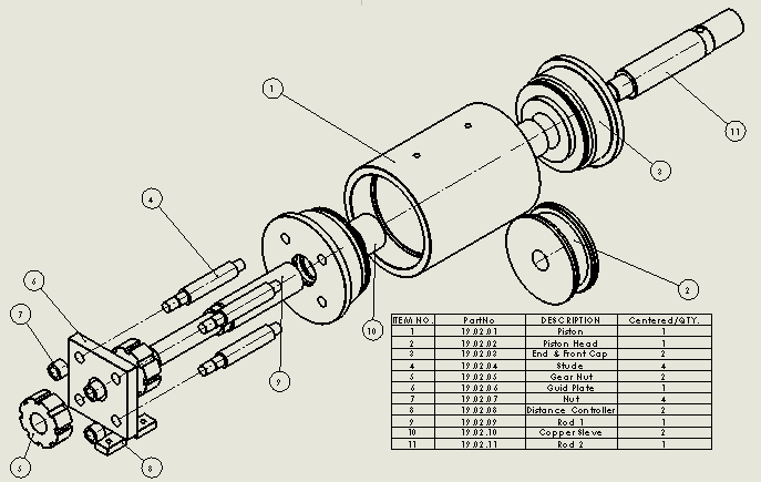 圆形双作用液压缸
