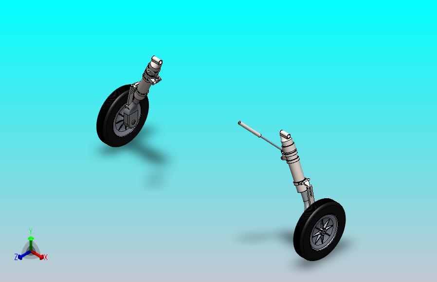 一对无人机后起落架模型