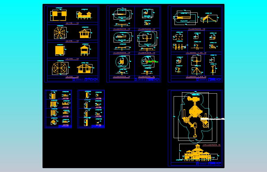 滨江公园木质小品（木亭 座椅 儿童游乐设施）CAD详图
