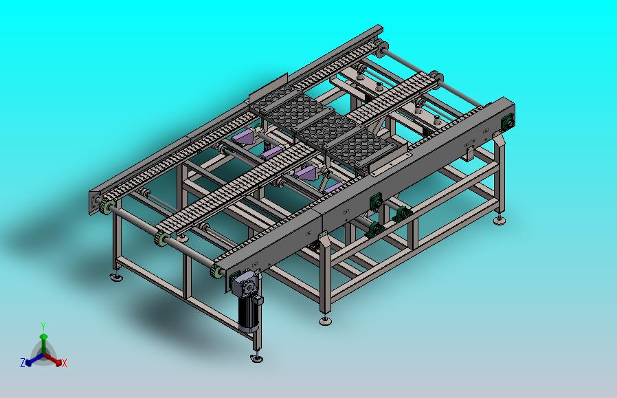 带阻挡顶升功能的三列链板输送机