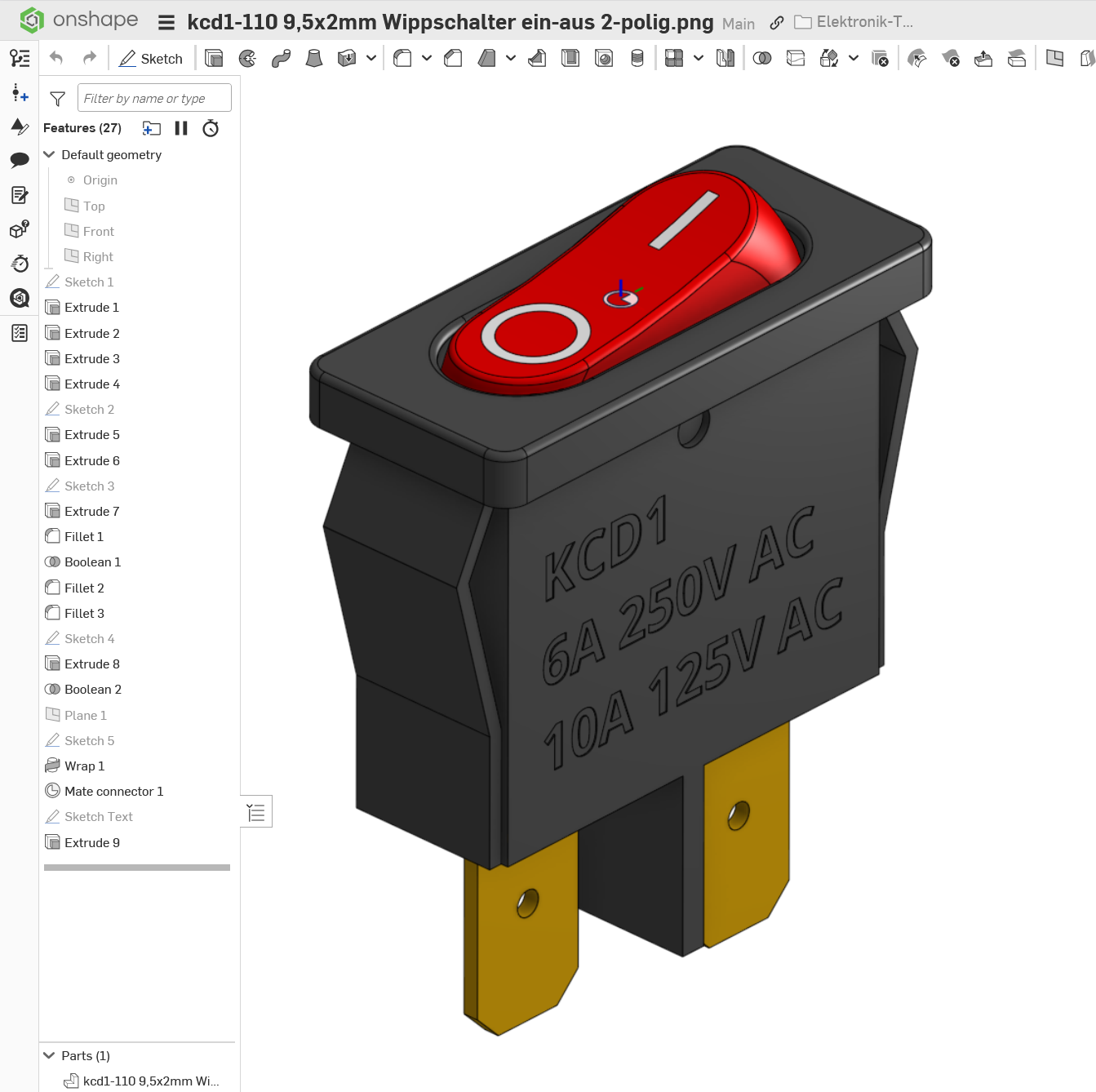 kcd1-110 9,5x2mm 开关