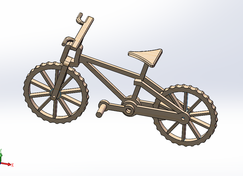 木质拼接齿状自行车装配