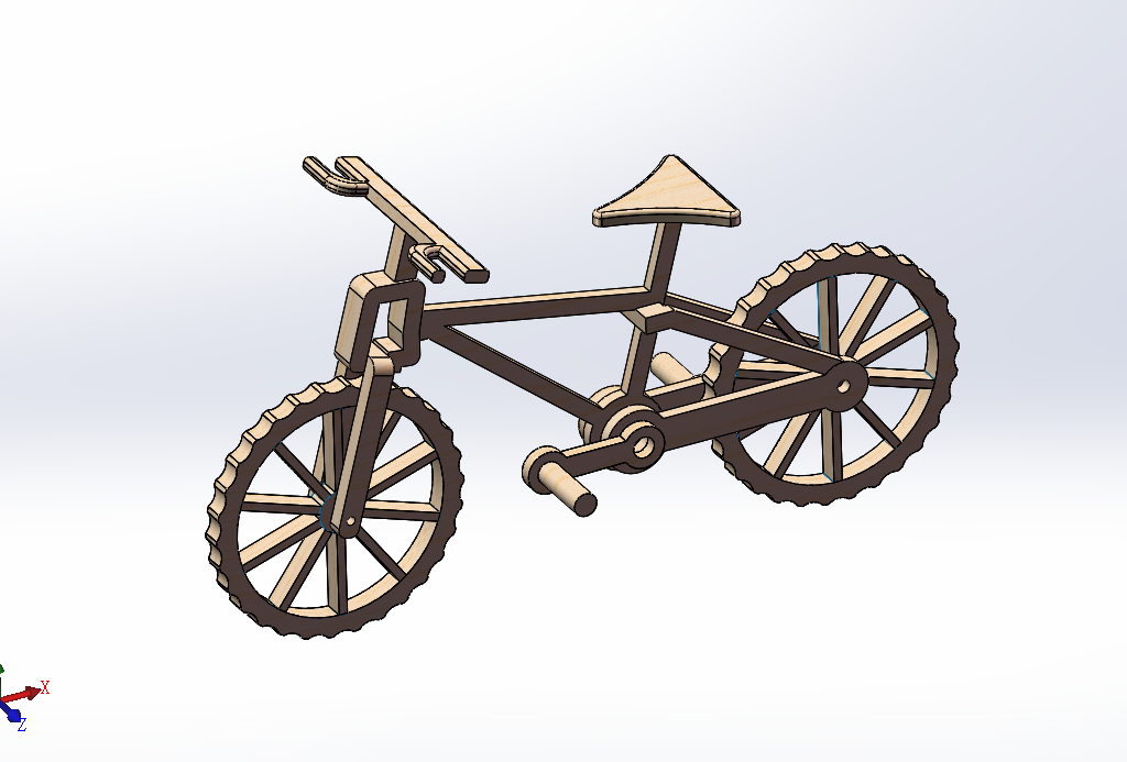 木质拼接齿状自行车装配