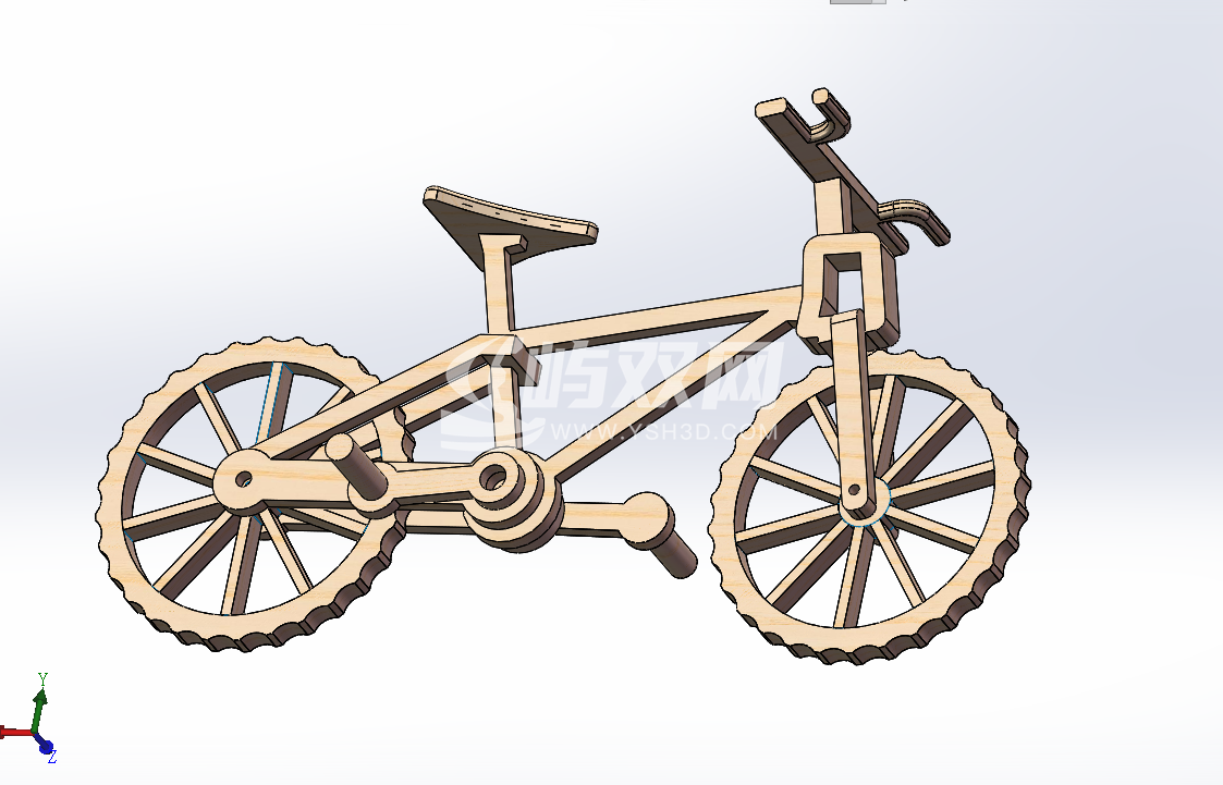 木质拼接齿状自行车装配