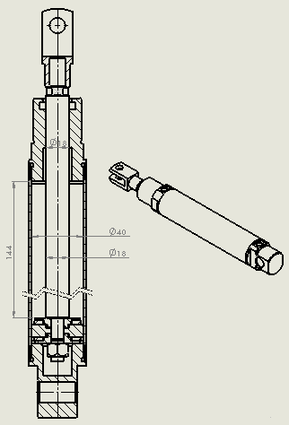 螺纹型气动缸(圆形后装)40x18x145毫米