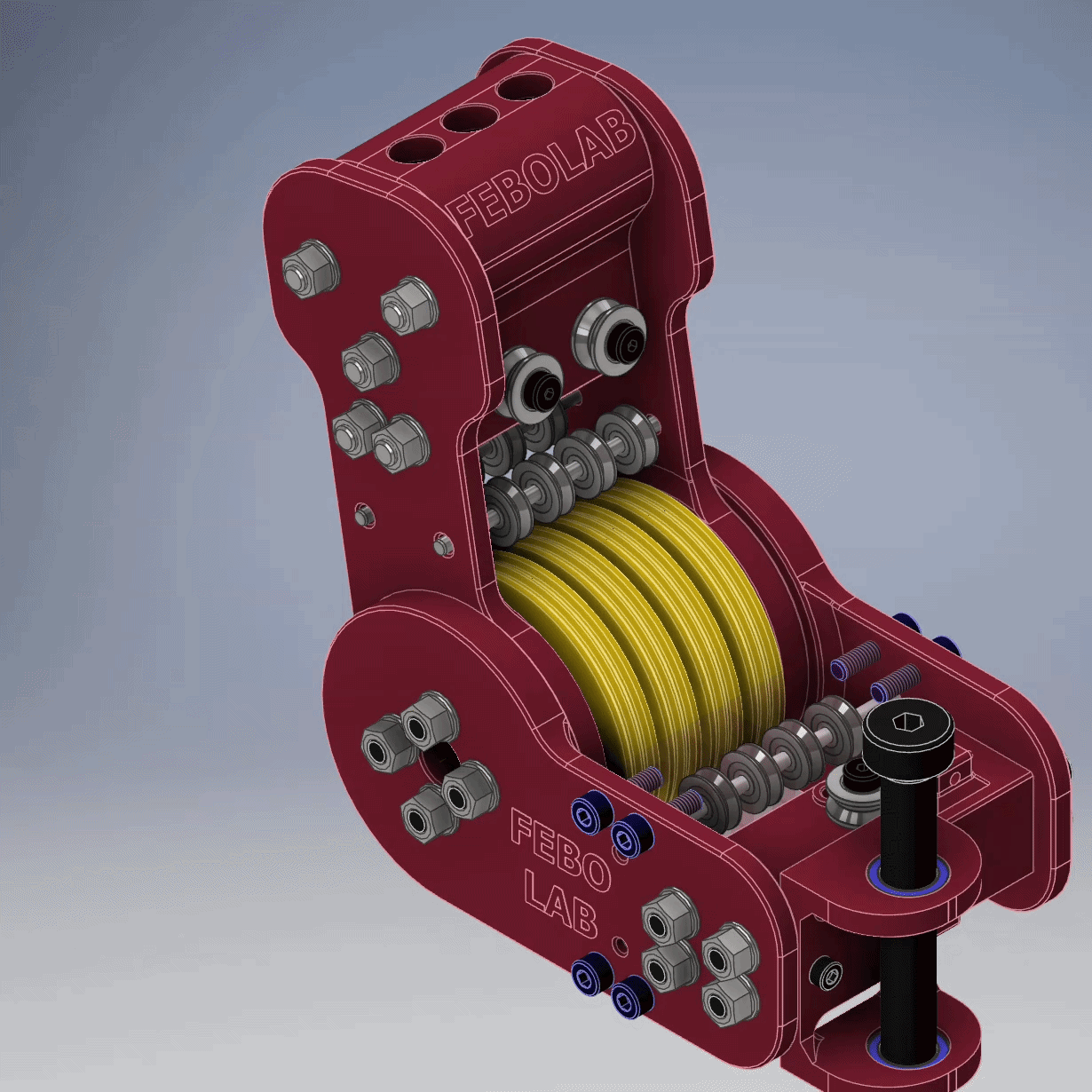 带有集成滑轮减速的钢索驱动接头