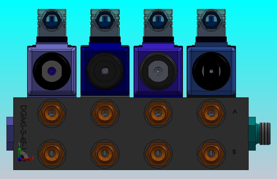 液压块（DGM-3-4E-12-R）（4站）配备4个伊顿（EATON）电磁驱动单向阀（单级）