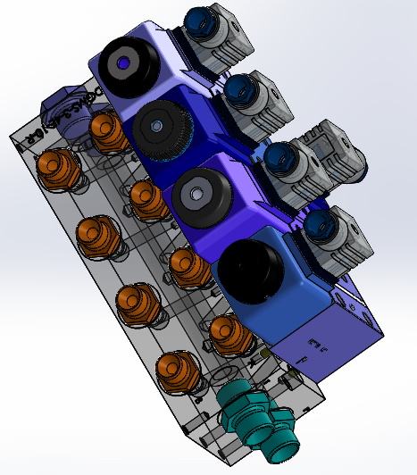 液压块（DGM-3-4E-12-R）（4站）配备4个伊顿（EATON）电磁驱动单向阀（单级）