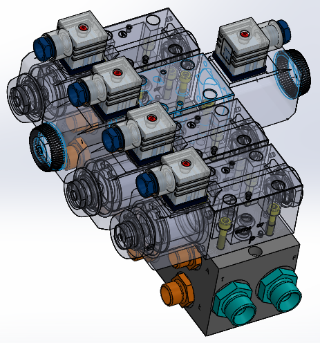 液压块（DGM-3-4E-12-R）（4站）配备4个伊顿（EATON）电磁驱动单向阀（单级）
