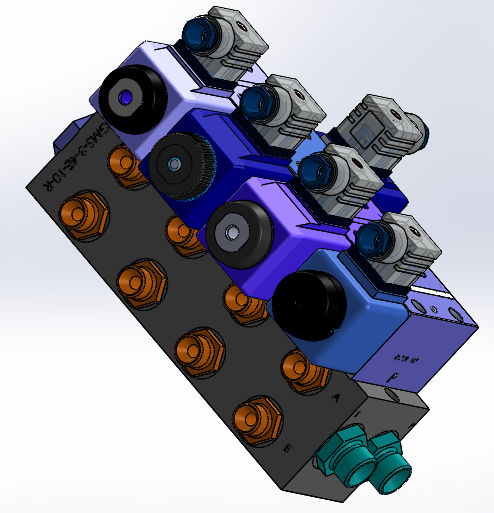 液压块（DGM-3-4E-12-R）（4站）配备4个伊顿（EATON）电磁驱动单向阀（单级）