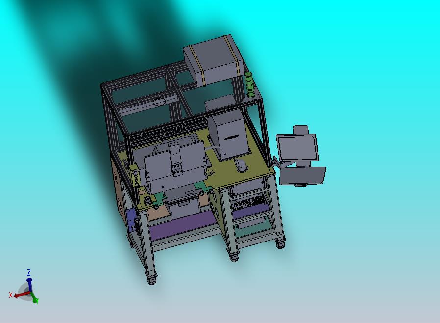 生产线检测打印追溯标签的机架工位3D模型