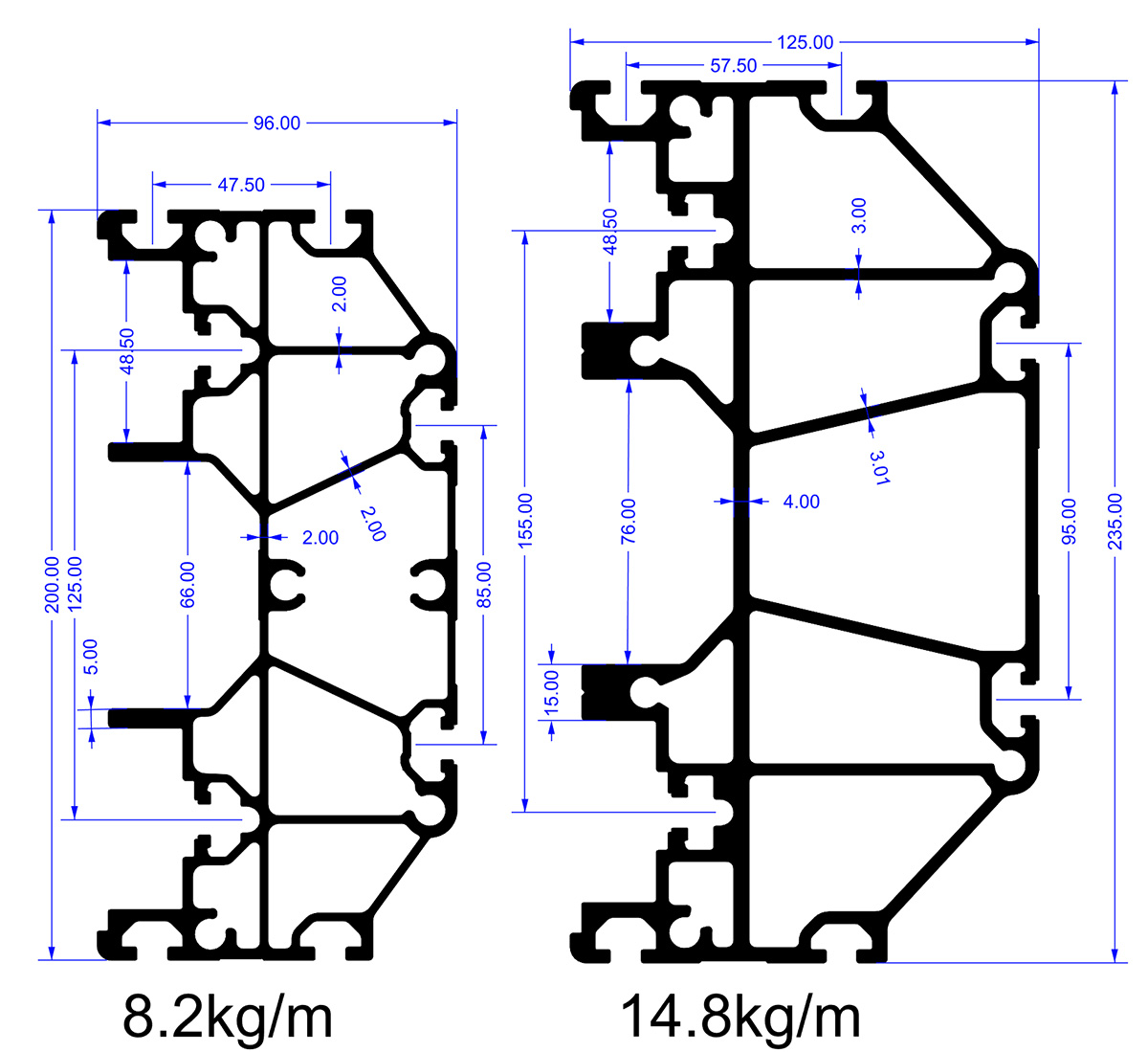 CNC X 轴重型铝型材
