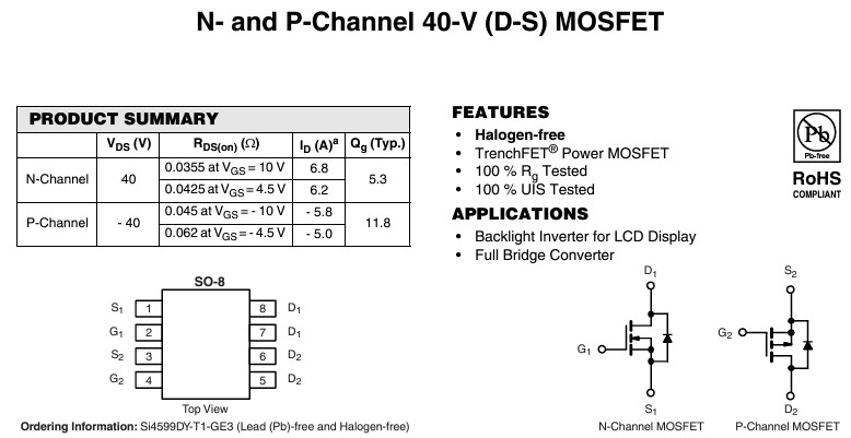 MOSFET N沟道和P沟道模块