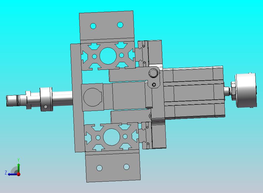 气动三轴+电机旋转机构