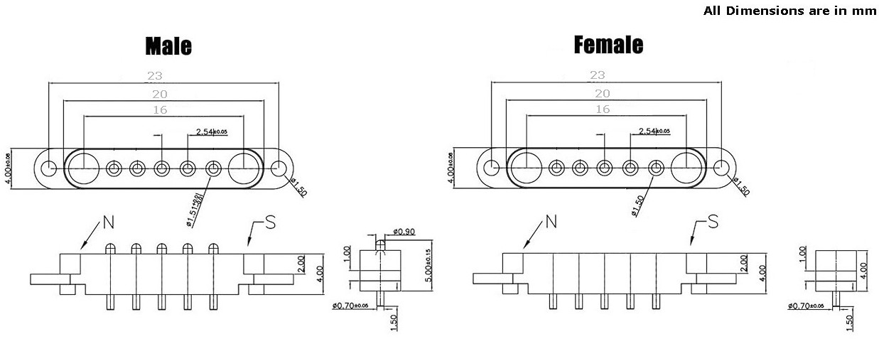 5 针磁性 Pogo 连接器