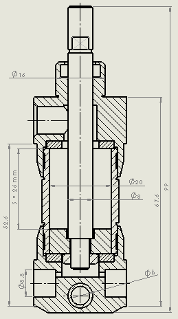 气动缸（圆形后部安装）20x8x26毫米