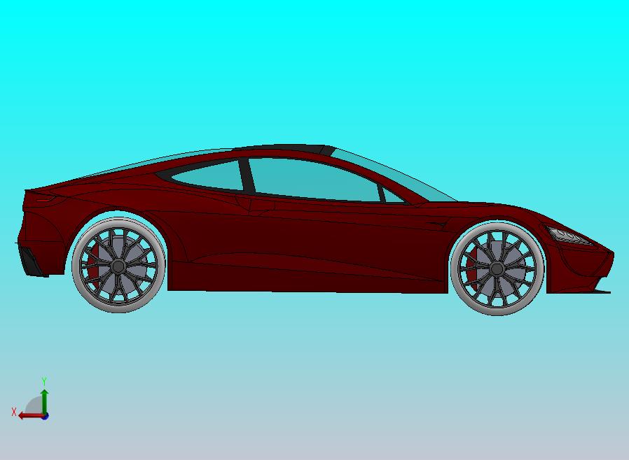 特斯拉跑车 3d机械模型图纸 Solidworks