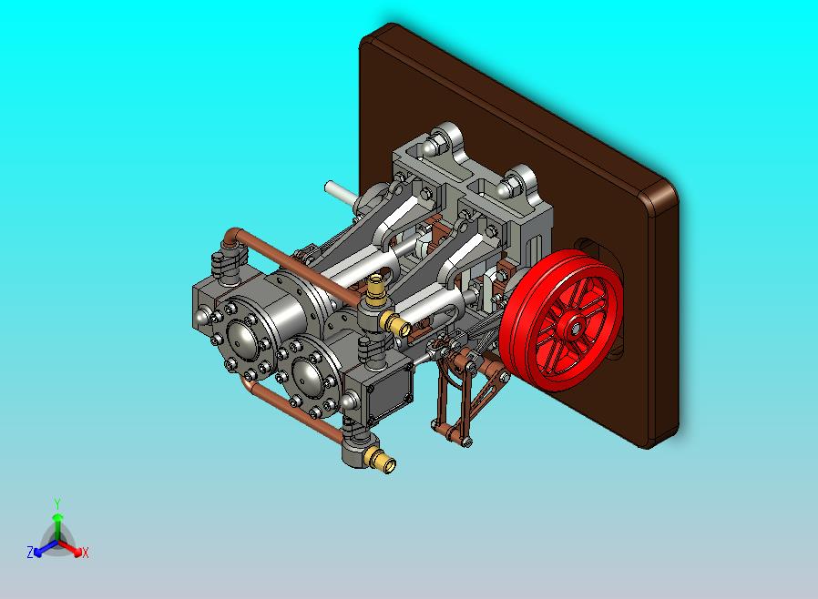 带倒挡的立式双缸蒸汽机