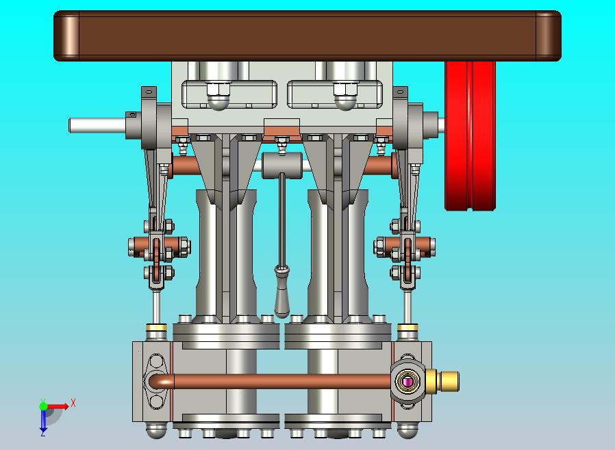 带倒挡的立式双缸蒸汽机