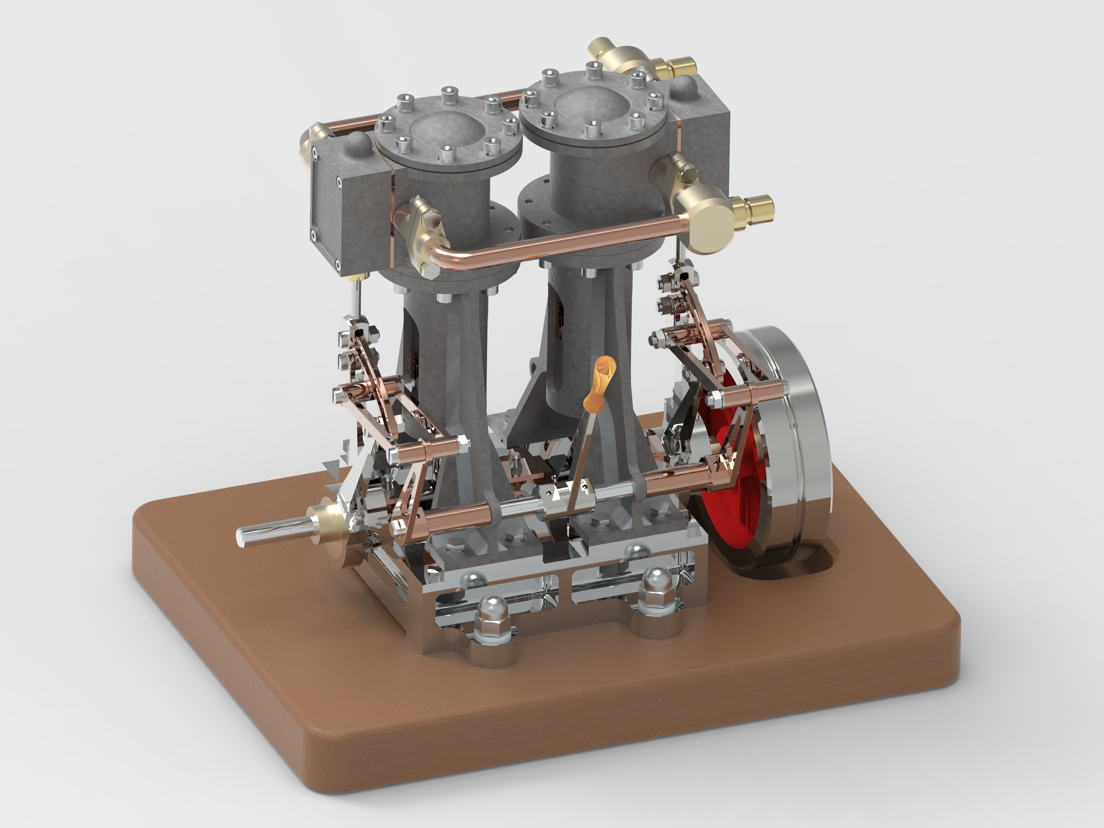 带倒挡的立式双缸蒸汽机