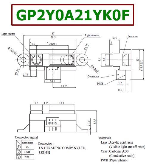 夏普距离传感器 GP2Y0A21YK0F