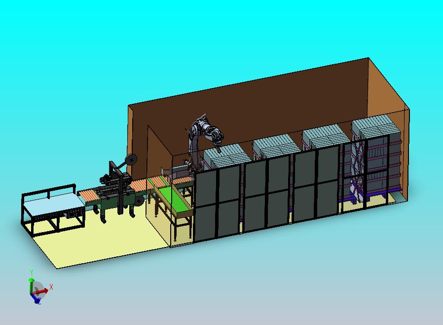自动一字封箱机械手抓取码垛线