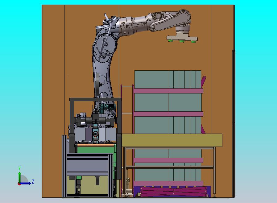自动一字封箱机械手抓取码垛线