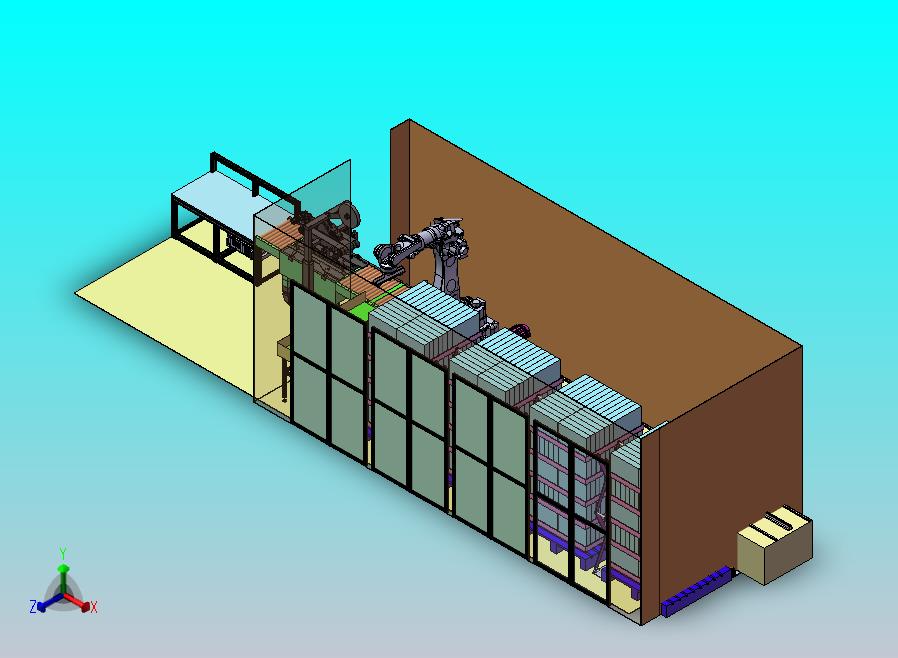 自动一字封箱机械手抓取码垛线