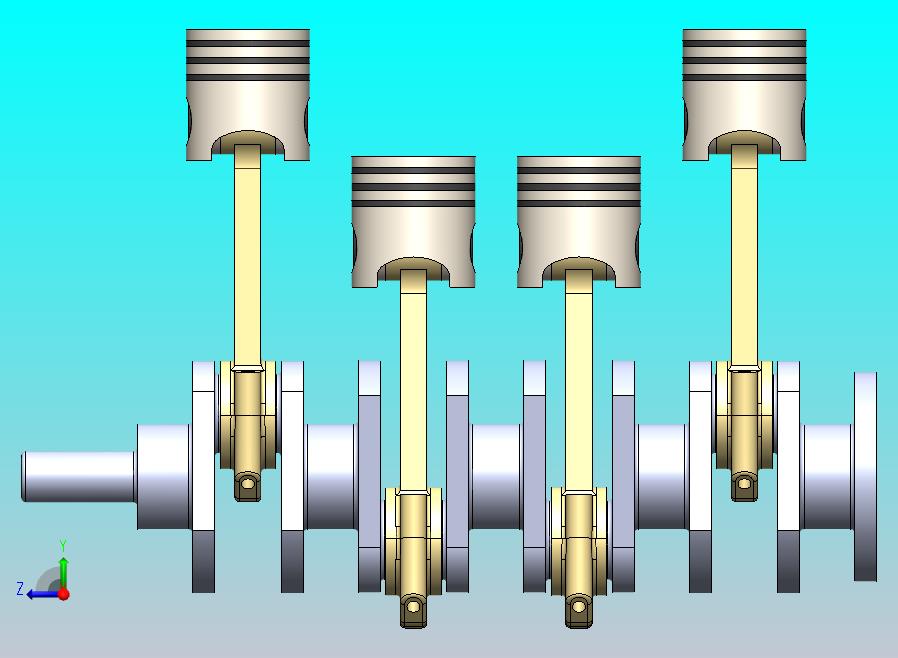 四缸活塞杆发动机