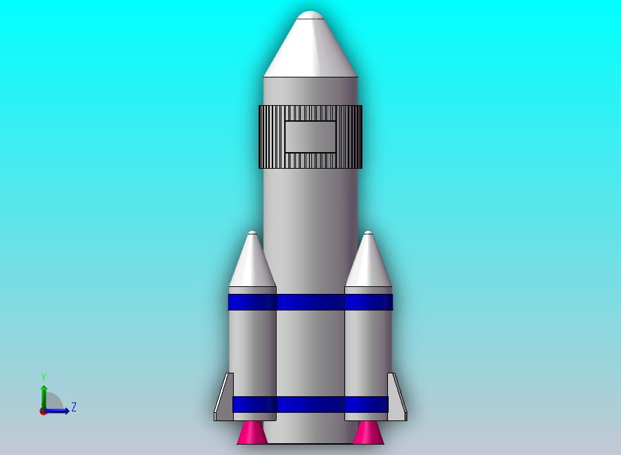 火箭笔帽建模轴侧视图