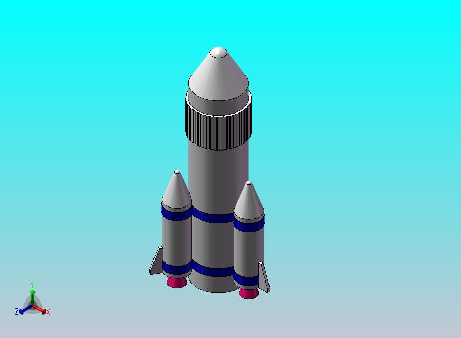 火箭笔帽建模轴侧视图