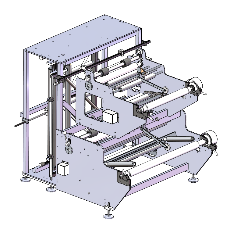 制袋机前段，放料机构，交替上料，含纠偏