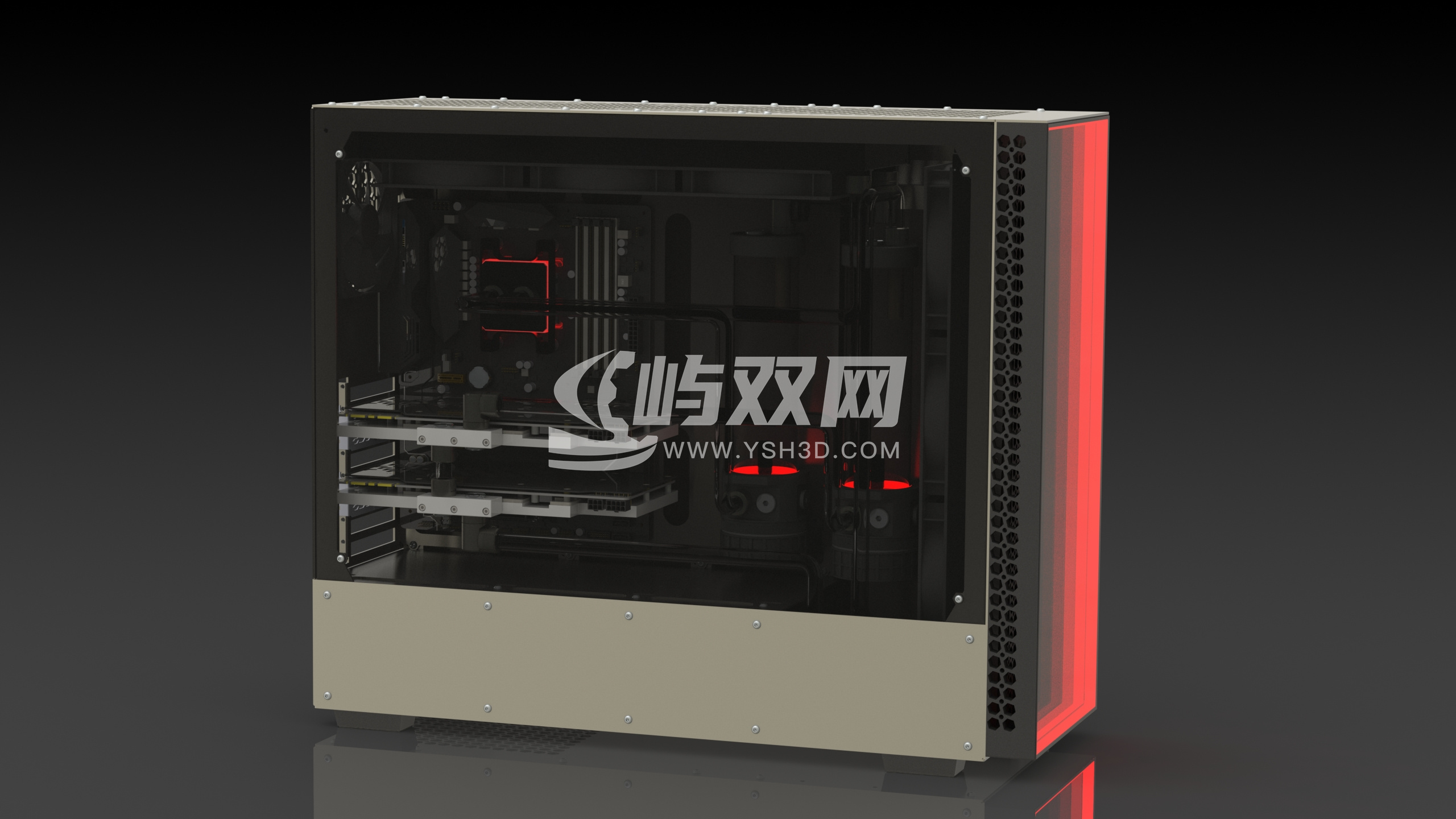 电脑机箱e-ATX电脑主机机箱钣金完整模型图