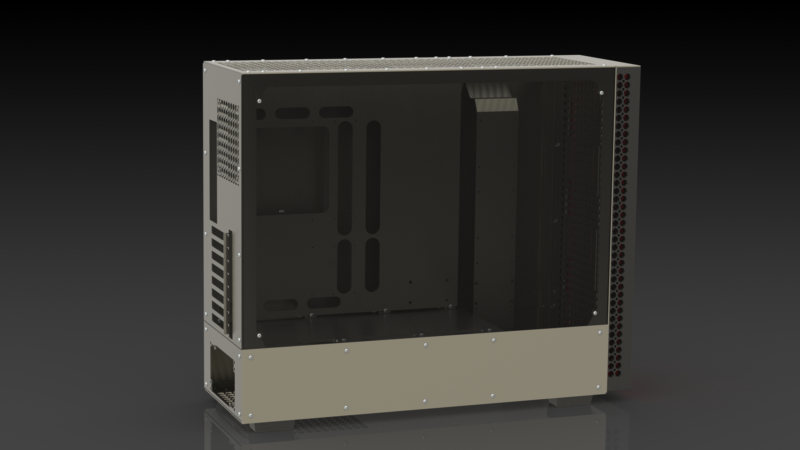 电脑机箱e-ATX电脑主机机箱钣金完整模型图