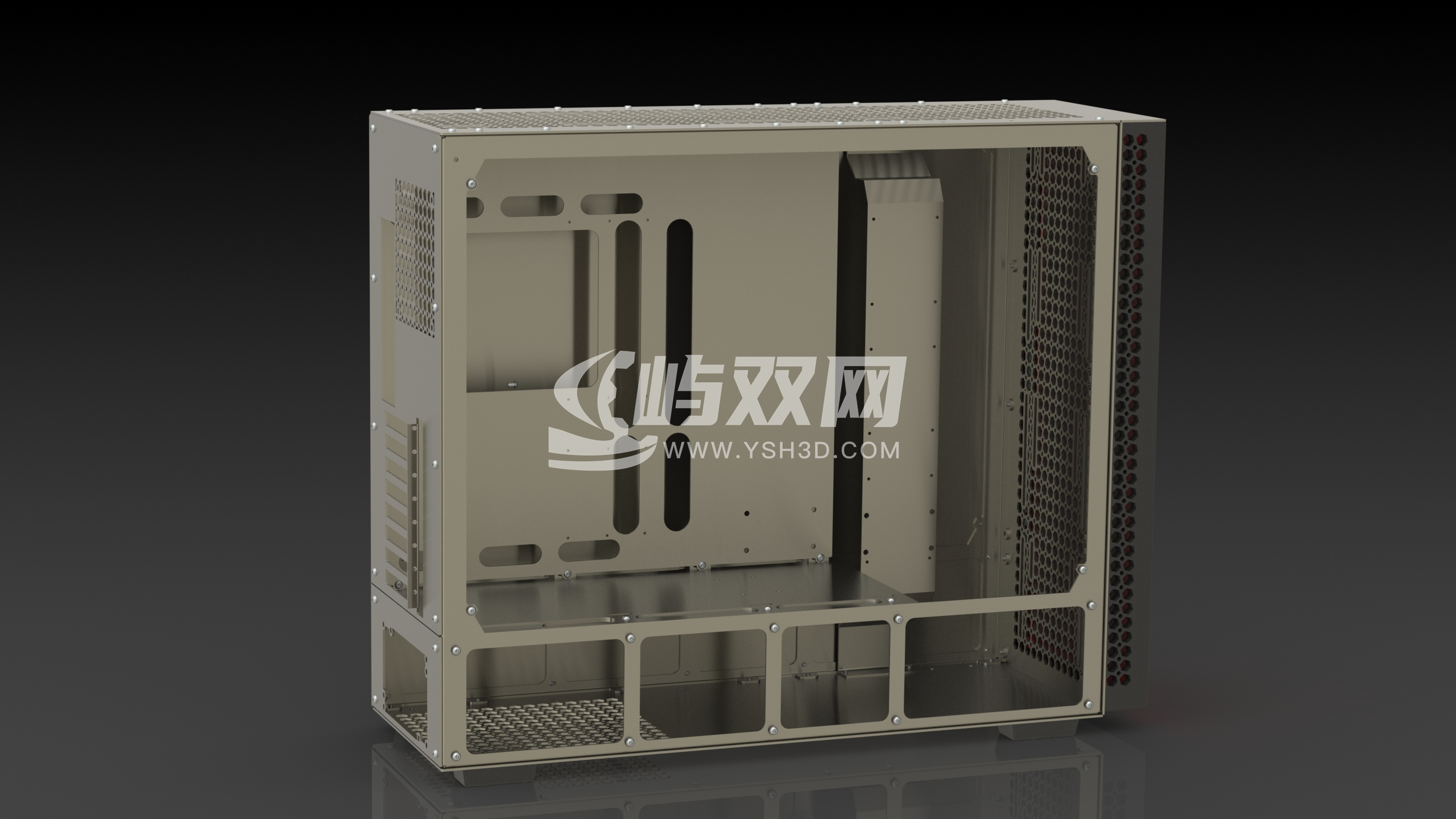 电脑机箱e-ATX电脑主机机箱钣金完整模型图