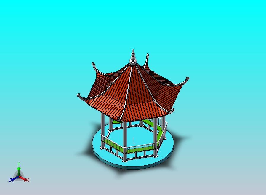 六角凉亭模型