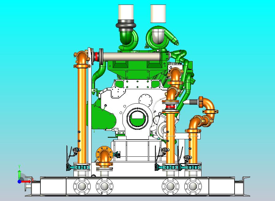 大型发动机水冷管路装置模型