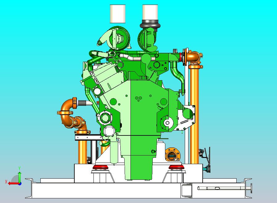 大型发动机水冷管路装置模型