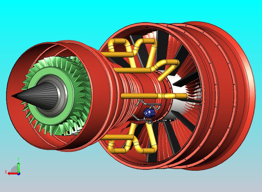 客运飞机涡轮喷气发动机模型