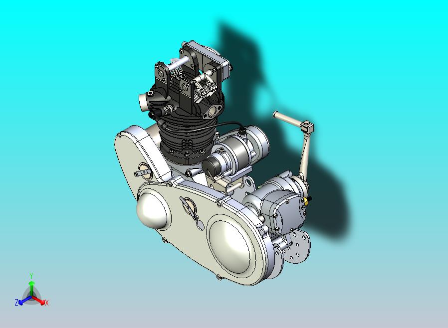 炫酷摩托车发动机3D模型
