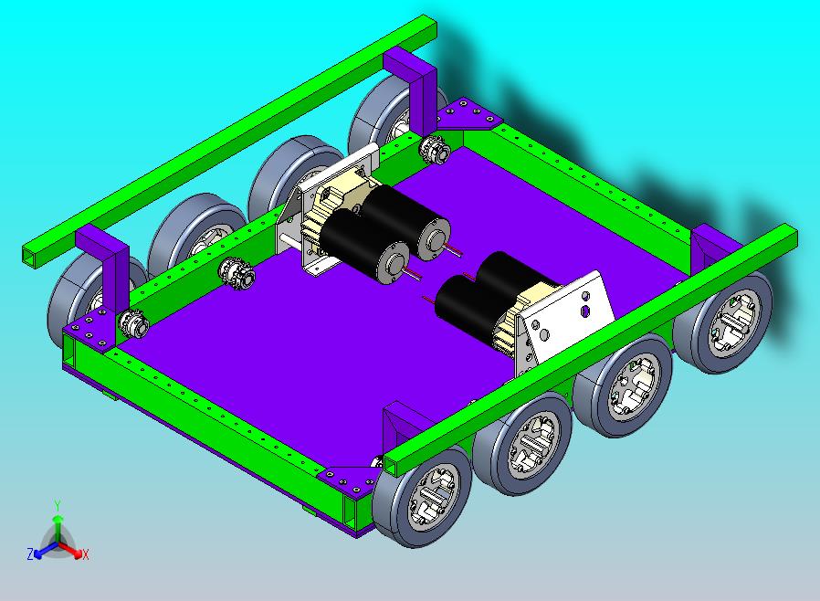 8轮变速驱动机器人车底盘