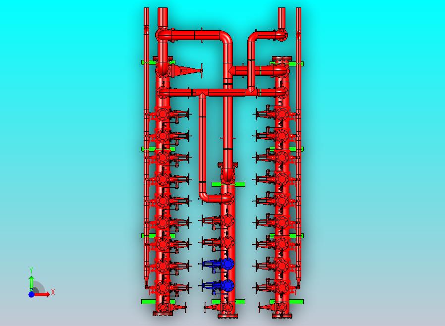 工厂液体分流管道装置模型