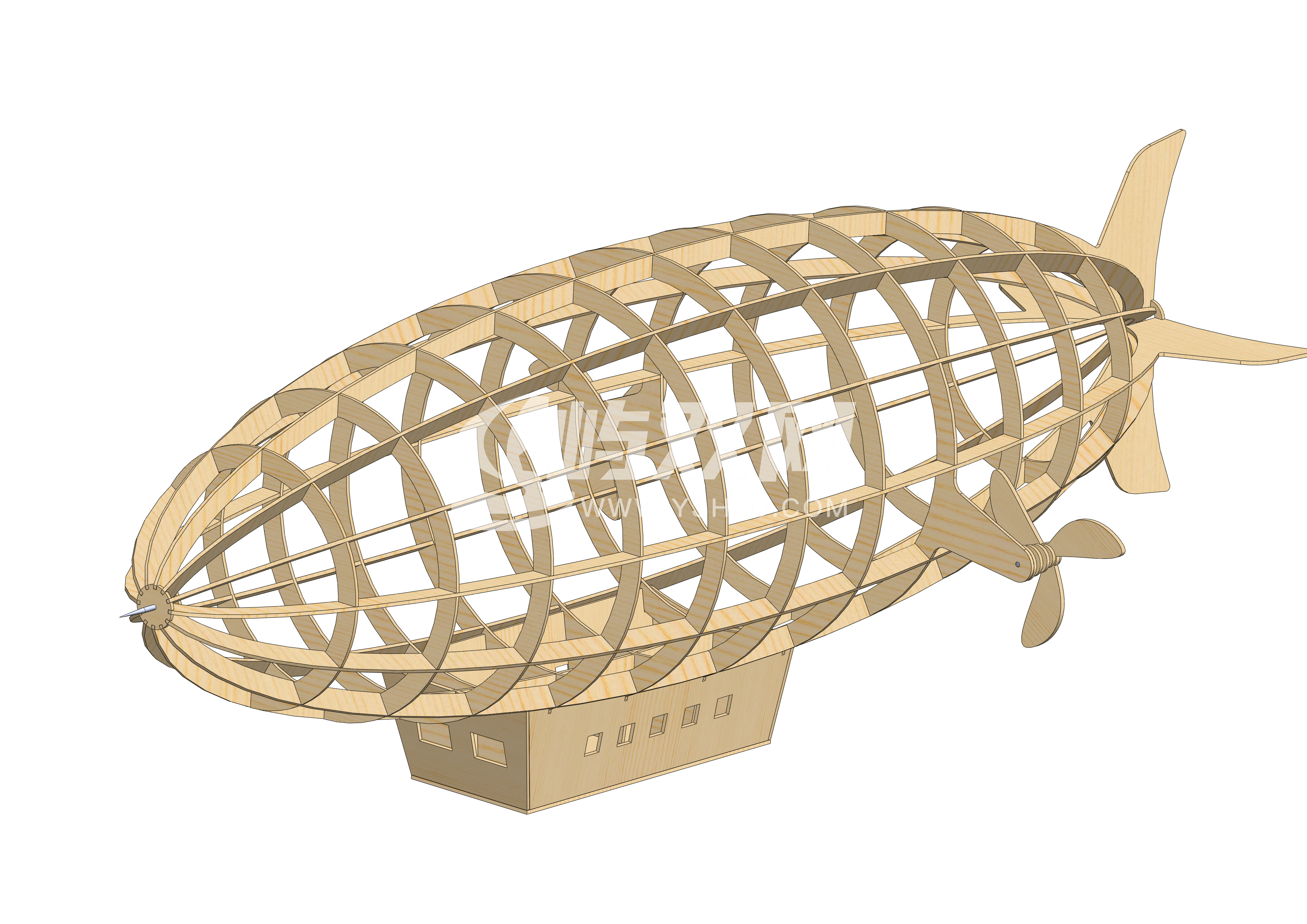 飞艇拼图模型三维图纸