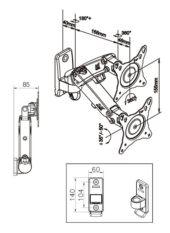 北河口壁挂式显示器支架
