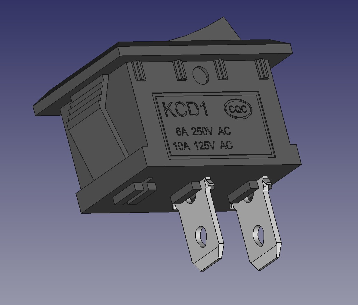 “KCD1：ON_OFF 翘板开关 2 针