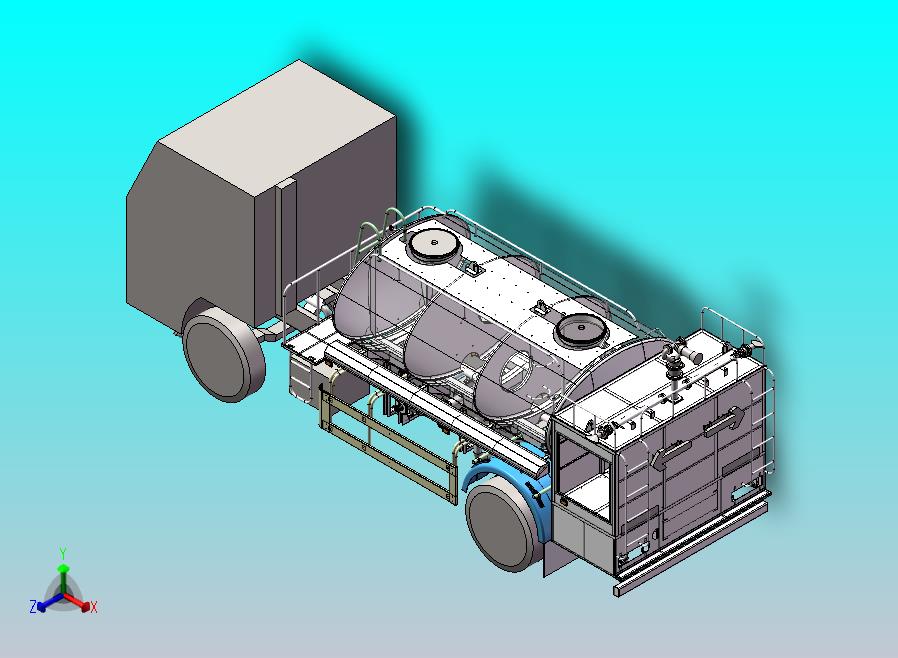 泰国出口8方洒水车（全套图纸）sw+cad