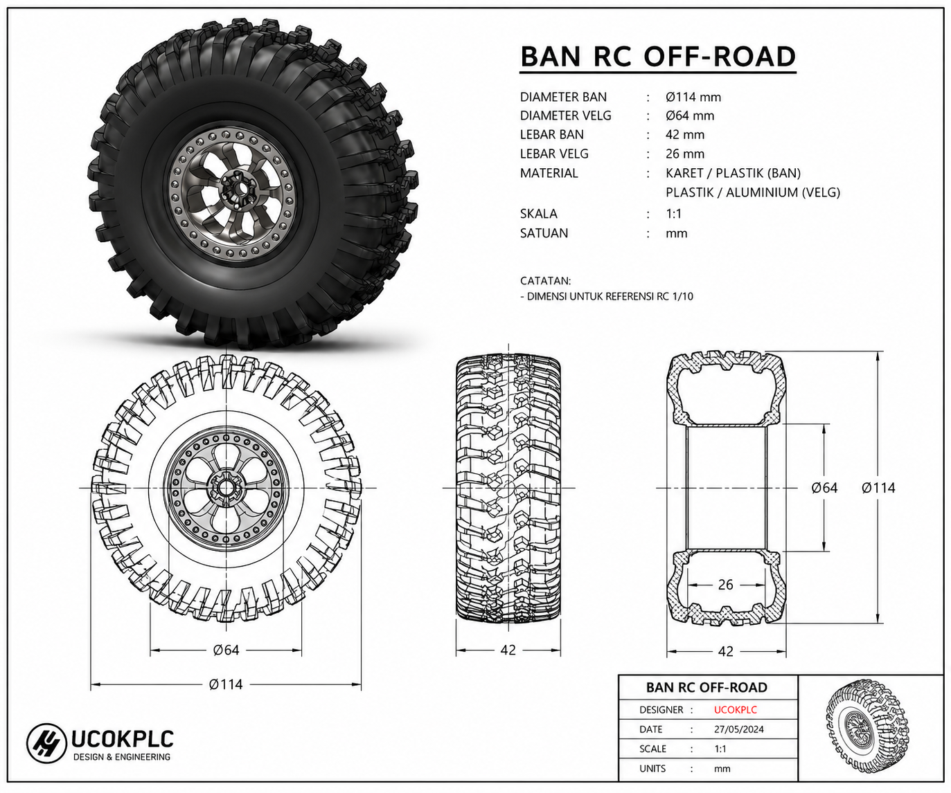 轮胎1_10 RC Off-Road Beadlock Wheel